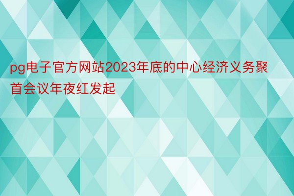 pg电子官方网站2023年底的中心经济义务聚首会议年夜红发起